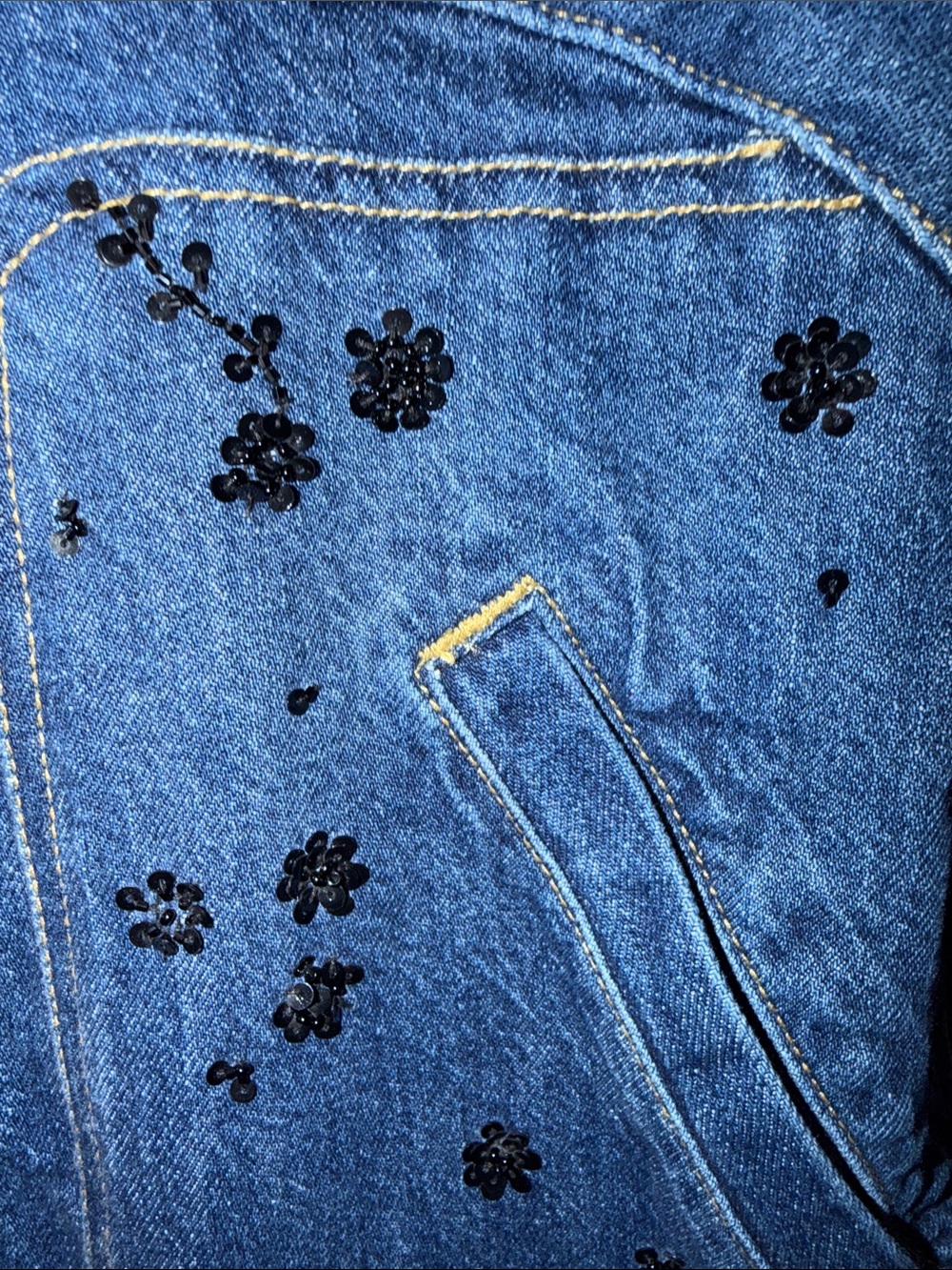 Anthropologie Pilcro Dolman Sleeve Beaded and Sequin Denim Jacket S - Picture 7 of 9